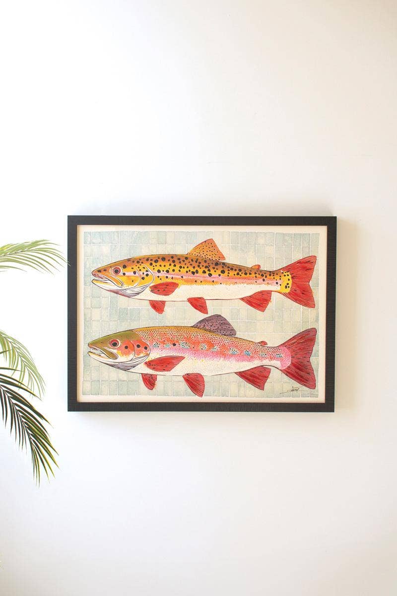 Framed Two Fish Painting